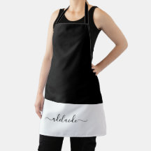 Elegant Script Black White Girly Monogram Kitchen