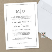 Elegant Script Black White, minimalistisch monogra Kaart