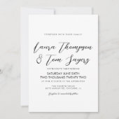 Elegant Script Black White Modern Wedding Kaart (Voorkant)