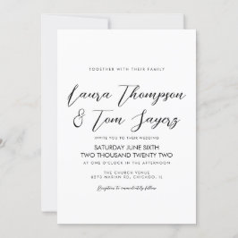Elegant Script Black White Modern Wedding Kaart