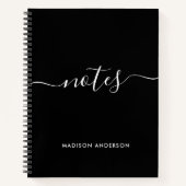 Elegant Script Black White Notes Typografie Notitieboek (Voorkant)
