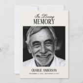 Elegant Script Black & White Photo Funeral Kaart (Voorkant)