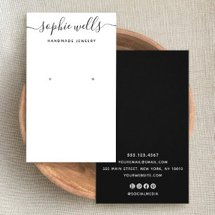 Elegant Script Black White QR Code Oorspronkelijk Visitekaartje