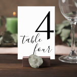Elegant Script Black & White Reception Table Card Kaart<br><div class="desc">Add a polished and cohesive touch to your reception décor with this minimalist wedding table number sign. Featuring a bold modern numeral paired with elegant handwritten-style script, this design blends contemporary simplicity with timeless sophistication. The clean black and white layout creates a refined look that complements a wide range of...</div>