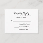 Elegant Script Black White RSVP-kaart Informatiekaartje (Voorkant)