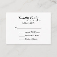 Elegant Script Black White RSVP-kaart