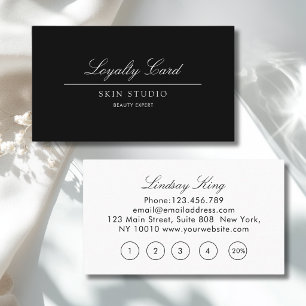 Elegant Script Black White Salon 5 Loyalty Card Visitekaartje