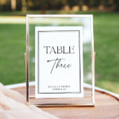 Elegant Script Black & White Table Number 3 Kaart