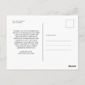 Elegant Script Black White Weddenschap Bedankt Briefkaart (Achterkant)