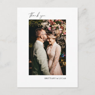 Elegant Script Black White Weddenschap Bedankt Briefkaart