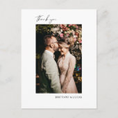 Elegant Script Black White Weddenschap Bedankt Briefkaart (Voorkant)