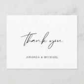 Elegant Script Black White Weddenschap Bedankt Briefkaart (Voorkant)