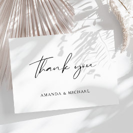 Elegant Script Black White Weddenschap Bedankt Briefkaart