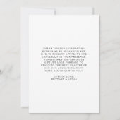 Elegant Script Black White Weddenschap Hartelijk d Bedankkaart (Achterkant)