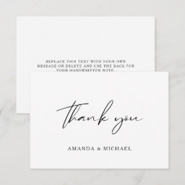 Elegant Script Black White Weddenschap Hartelijk d Bedankkaart