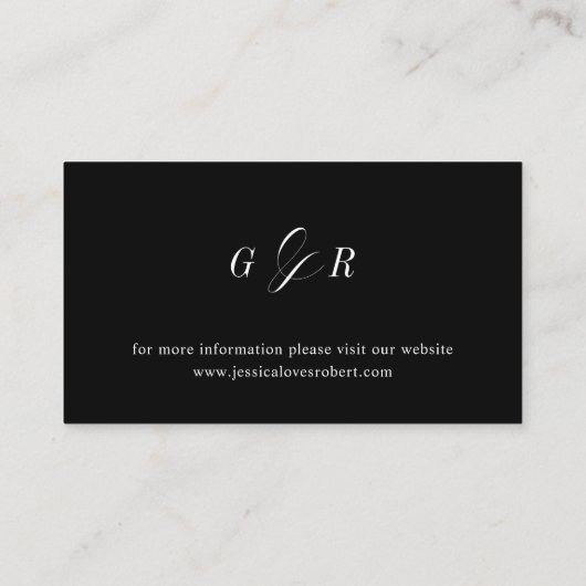 Elegant Script Black White Wedding Accommodations Informatiekaartje (Achterkant)