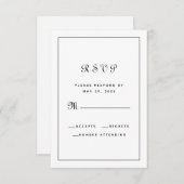 Elegant Script Black & White Wedding Enclosure RSVP Kaartje (Voorkant / Achterkant)