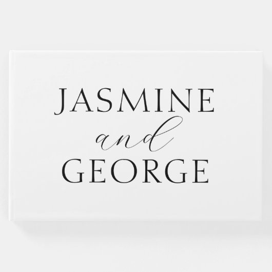 Elegant Script Black & White Wedding Gastenboek (Voorkant)