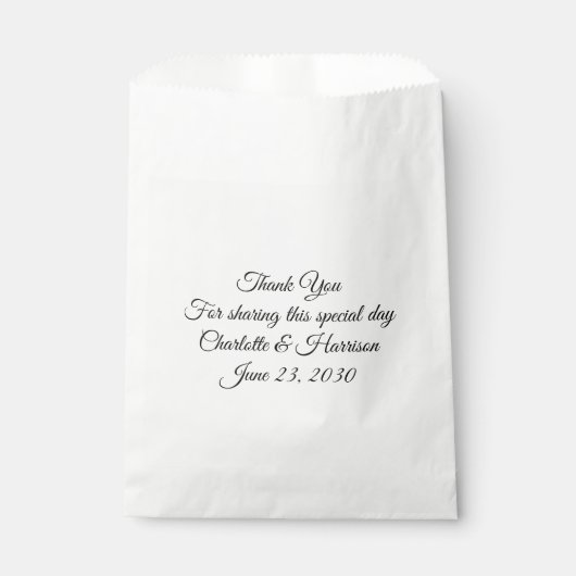 Elegant script black white Wedding gift Bedankzakje (Voorkant)