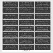 Elegant Script Black White Wedding Guest Address Sticker (Vel)