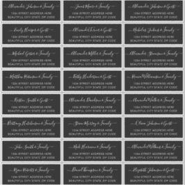 Elegant Script Black White Wedding Guest Address Sticker