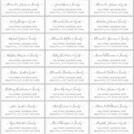 Elegant Script Black White Wedding Guest Address Sticker