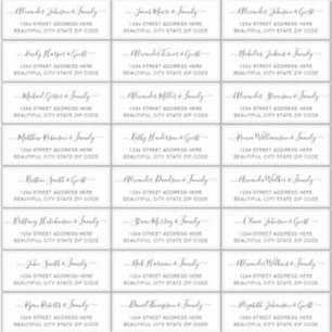 Elegant Script Black White Wedding Guest Address Sticker