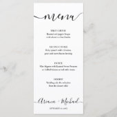 Elegant Script Black white Wedding Menu (Voorkant)
