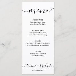 Elegant Script Black white  Wedding Menu