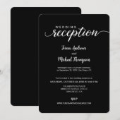 Elegant script Black White Wedding Reception only Kaart (Voorkant / Achterkant)