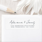 Elegant Script Black White Wedding Return Address Etiket (Insitu)