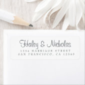 Elegant Script Black White Wedding Return Address Etiket (Insitu)