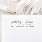 Elegant Script Black White Wedding Return Address Etiket (Insitu)