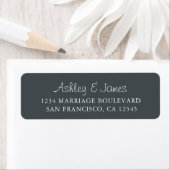 Elegant Script Black White Wedding Return Address Etiket (Insitu)