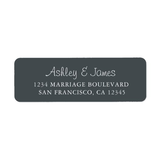 Elegant Script Black White Wedding Return Address Etiket (Voorkant)