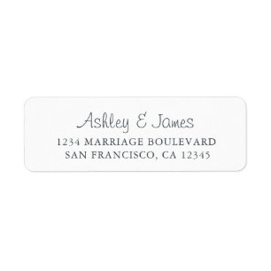 Elegant Script Black White Wedding Return Address Etiket