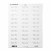 Elegant Script Black White Wedding Return Address Etiket (Full Sheet)