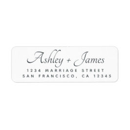 Elegant Script Black White Wedding Return Address Etiket