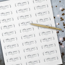 Elegant Script Black White Wedding Return Address Etiket