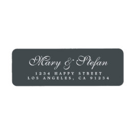 Elegant Script Black White Wedding Return Address Etiket