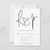 Elegant Script Black White Wedding RSVP Kaartje (Voorkant)