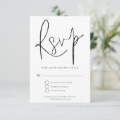 Elegant Script Black White Wedding RSVP Kaartje (Staand voorkant)