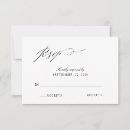 Elegant Script Black & White Wedding RSVP Kaartje