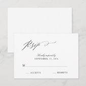 Elegant Script Black & White Wedding RSVP Kaartje (Voorkant / Achterkant)