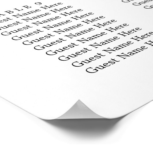 Elegant Script Black & White Wedding Seding Chart Poster (Hoek)