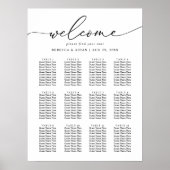 Elegant Script Black & White Wedding Seding Chart Poster (Voorkant)
