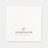 Elegant Script Black White Wedding Servet (Voorkant)