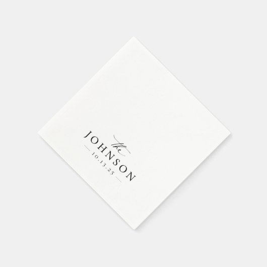 Elegant Script Black White Wedding Servet (Hoek)