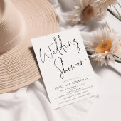 Elegant Script Black White Wedding Shower Kaart