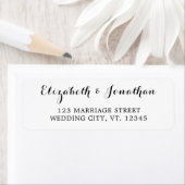 Elegant Script Black White Weduwadres Label (Insitu)